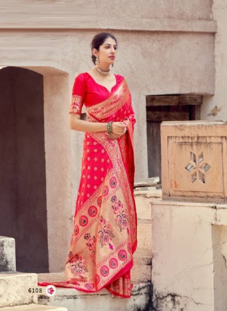 Pink Colour Mayuri Paithani Manjubaa Latest Designer Festive Wear Banarasi Silk Saree Collection 6108